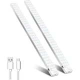 Schrankbeleuchtung LED mit Bewegungsmelder 60cm 2Stück Schranklicht Schrankleuchte Led Leiste Batterie USB Wiederaufladbar Unterbauleuchte Küche Schrankleuchten für Kleiderschrank,Treppe,Kofferraum,RV