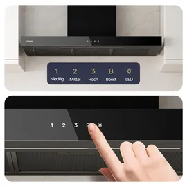 Ciarra A+++ 709 m3/h Dunstabzugshaube 90cm Wandhaube WIFI +APP & Touch Control VMB9102