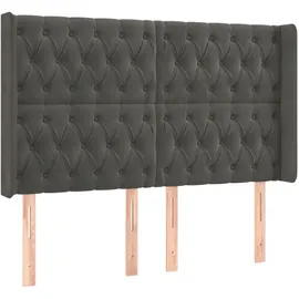 vidaXL Boxspringbett mit Matratze & LED Dunkelgrau 140x200 cm Samt