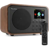 Audizio Vicenza Internetradio WLAN Radio mit Bluetooth 5.0, DAB Radio Akku 10H, Line-Out, FM-Radio mit Fernbedienung, USB-C Ladekabel - DAB Plus Radio in Schwarz-Braun