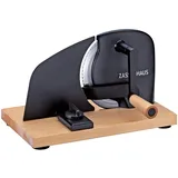 Zassenhaus Brotschneidemaschine PURE schwarz, manuelle Kurbelmaschine mit Edelstahlmesser, Spezial-Wellenschliff Made in Solingen, stufenlose Schnittstärkeneinstellung bis 20 mm