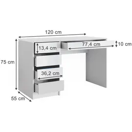Vicco Schminktisch Sherry Weiß 55 cm ohne Spiegel