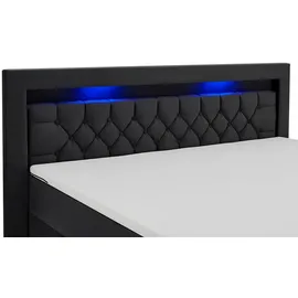 Juskys Boxspringbett Leona Samt 180x200 cm Schwarz