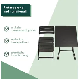 Lemodo Balkonmöbel Set 3teilig, klappbar, 2x Balkonstühle + 1x Balkontisch, Holzoptik