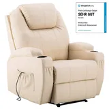 MCombo Relaxsessel elektrisch Kunstleder 92 x 109 x 92 cm Beige mit Massagefunktion