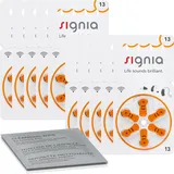 60x Signia Hörgerätebatterien PR48 13 orange (10x 6er Blister)+Reinigungstuch