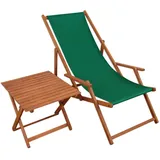 Erst-Holz Sonnenliege grün Liegestuhl Tisch Gartenliege Holz Deckchair Strandstuhl Gartenmöbel Buche 10-304 T