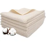 Famanu Küchentücher Set 12 Stück beige 30x30 cm, Waffelstruktur, wiederverwendbar