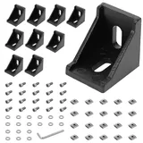 Aluwinkel 30x30, 10stk Aluprofil Winkelverbinder 90 Grad Alu Profil Winkel Profilverbinder Befestigungsmaterial für Regale CNC-Router Strebenprofil (Schwarz)