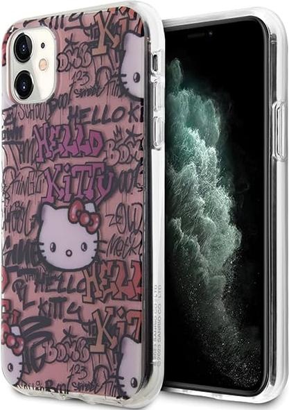 Hello Kitty HKHCN61HDGPTP iPhone 11 / Xr 6.1" różowy/pink hardcase IML Tags Graffiti (iPhone 11), Smartphone Hülle, Pink