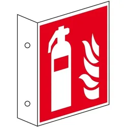 Schild I Brandschutz-Fahnenschild Feuerlöscher, Kunststoff, 150x150mm, ASR A1.3, DIN EN ISO 7010 F001