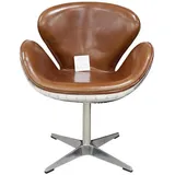 Xlmoebel Bürostuhl Egg Chair aus braunem Leder mit Metallgestell (Sessel, 1 St), Hergestellt in Europa braun