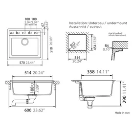 Schock Nemo N-100 Unterbau nero + Excenterbetätigung