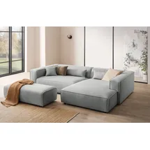 LeGer Home by Lena Gercke Ecksofa "PIARA XXL, L-Form, Schlaffunktion, Cord, Leinenoptik o. Strukturstoff", grau (hellgrau), B:288cm H:66cm T:198cm, 100% Polyester, LEGER HOME BY LENA GERCKE, Sofas, Ecksofa, Hocker stellbar zum Schlafsofa (Krokodilverbinder), tiefe Sitzfläche