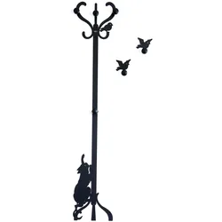 Wandgarderobe "Romeo und die Vögel" aus Eisen mit Holzknöpfen, dekoratives Design, hergestellt in Italien, 30 x 130 cm, romantischer und kreativer Sti