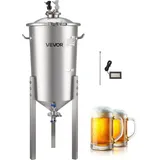 Vevor konischer Gärbehälter Edelstahl 30 L Gärtank für Heimbrauen, Gärkessel mit konischem Boden & Verlängerungsbeinen & Deckel & Griff & Thermometer, Gärfass für Wein- und Biergärung