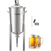 Vevor konischer Gärbehälter Edelstahl 30 L Gärtank für Heimbrauen, Gärkessel mit konischem Boden & Verlängerungsbeinen & Deckel & Griff & Thermometer, Gärfass für Wein- und Biergärung