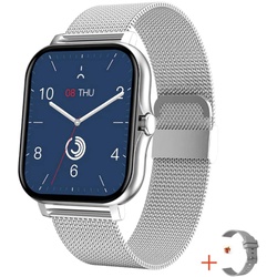 TPFNet Smart Watch / Fitness Tracker IP67 - Milanaise Armband + Silikon Armband - Android & IOS - Silber