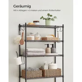 Songmics 4-stöckiges Toilettenregal, Badezimmerregal, verstellbare Ablagen - schwarz