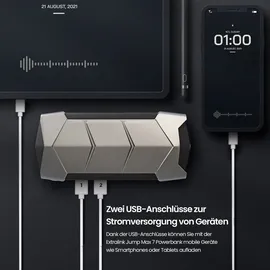 Extralink Starthilfe Jump Starter Powerbank Booster zum Starten eines Autos Extralink Jump Max 7 10000 mAh Taschenlampe Kompass Hammer für Dieselfahrzeuge Z...