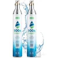 SodaSmart 2X Premium CO2 Zylinder für SodaStream Crystal 2.0, Easy, Aarke uvw. Wassersprudler | Gefüllt mit 425g Kohlensäure +25g extra für mehr als 60l | Kohlendioxid-Zylinder als Reservepack