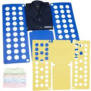 Relaxdays Faltbrett 2er Set, Wäschefaltbrett für knitterfreie Kleidung, Wäschefalter XXL, Kinder & Erwachsene, blau/gelb