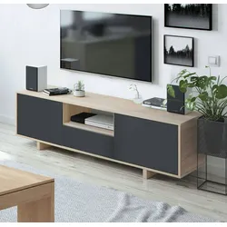 Dmora TV-Ständer Visalia, Wohnzimmer TV-Sideboard, 3-türiger TV-Ständer, Niedriges Sideboard für Wohnzimmer, 150x41h46 cm, Eiche