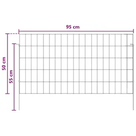 vidaXL Zaun-Set 95 x 50 cm Silber/Stahl