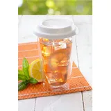 Gräwe Doppelglas Becher, 300 ml, 'Sommer' mit weißem Deckel