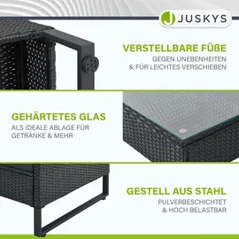 Juskys Polyrattan Lounge Santorini - Outdoor Sitzecke mit Beistelltisch & Auflagenbox - Schwarz