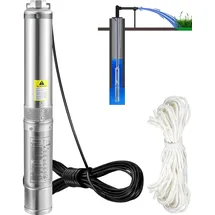 Vevor Tiefbrunnenpumpe 750W 100L/min max. Förderhöhe 66m Edelstahl IP68