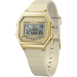 Chronograph ICE-WATCH "ICE digit retro - Small", beige, Armbanduhren, Damen, Armbanduhr, Quarzuhr, Damenuhr, Silikonarmband, Datum