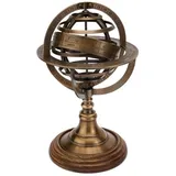 Nklaus Armillarsphäre aus Messing antik auf Holzsockel 17,5x13,5cm Armillarkugel deko 11569