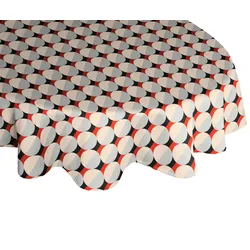 Tischdecke ADAM "Circles" Gr. 1, orange (hellgrau, natur, orange), Ø:145cm, Bio-Baumwolle, Tischdecken, GOTS organic,zertifiziert durch CERES 0242Made in Germany