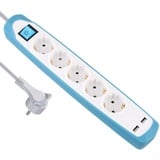 Electraline 62160, Steckdosenleiste 5-Fach mit Schalter + 2 USB 2.1A, Kabel 2m / Mehrfachsteckdose / Tischsteckdose / Steckerleiste / Steckerleiste, Extra Flacher Stecker