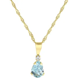 Fascination by Ellen K. Kette mit Anhänger 375 Gold mit Blautopas (beh) und Zirkonia weiß / Gold
