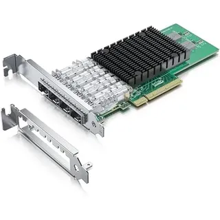 H!Fiber.com 10G NIC,Quad SFP+,10GbE Ethernet Netzwerk-Karte,SPEC Compatible zu X710-DA4,mit Intel XL710-BM1 Chip,Unterstützung Windows Server/Linux/VMware (Nicht Unterstützung X11, MAC)