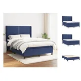 vidaXL Boxspringbett mit Matratze Blau 140x190 cm Stoff