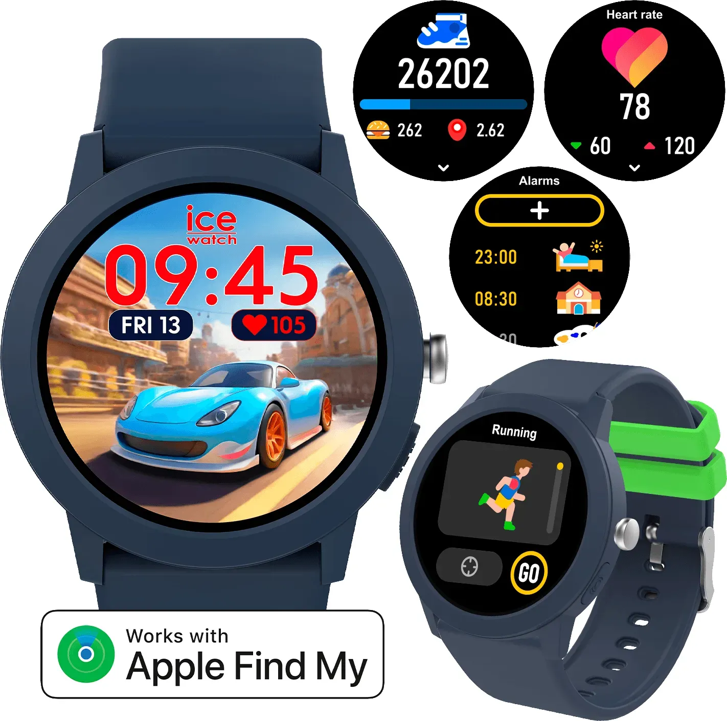 Smartwatch ICE-WATCH, blau (blau, blau), Smartwatches, Kinder, Smartwatch, Armbanduhr, Kinderuhr, Silikonarmband, Bluetooth, digital
