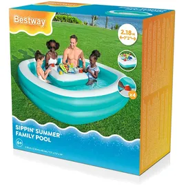 BESTWAY Family Pool Sippin Summer 218 x 218 x 48 cm blau inkl. Ablassventil