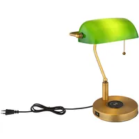 GLOBO Schreibtischleuchte Bankerlampe Tischlampe altmessing Glas grün Leseleuchte, kabelloses