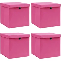 Aufbewahrungsboxen mit Deckeln 4 Stk. Rosa 32x32x32 cm Stoff