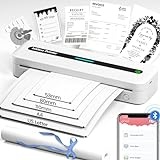 Omezizy Mobiler Drucker A4, M832 Thermodrucker Bluetooth für Unterwegs, 300DPI Monochromer Tragbarer Drucker unterstützt 5 Druckformate, Reisedrucker für Handy und Laptop - Weiß