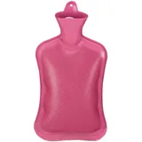 Relaxdays Wärmflasche ohne Bezug, langlebig, sichere Wärmeflasche, 2 L Bettflasche, geruchsneutraler Naturgummi, pink