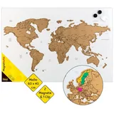 IDENA Magnettafel Weltkarte mit Zubehör 60x40cm
