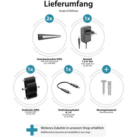 ledscom.de LED Unterbau-Leuchte SIRIS schwarz matt, flach, je 50cm, je 531lm, warm-weiß, 2er Set