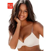 LASCANA Schalen-BH "Ela", Damen, Gr. 75, Cup E, beige (puder), Microtouch, Obermaterial: 82% Polyamid (TACTEL), 18% Elasthan (LYCRA), Basic, BHs Schalen-BH, mit transparenten Trägern, mit Bügel, Sommer, bequemer BH