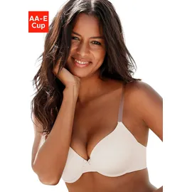 LASCANA Schalen-BH "Ela", Damen, Gr. 75, Cup E, beige (puder), Microtouch, Obermaterial: 82% Polyamid (TACTEL), 18% Elasthan (LYCRA), Basic, BHs Schalen-BH, mit transparenten Trägern, mit Bügel, Sommer, bequemer BH