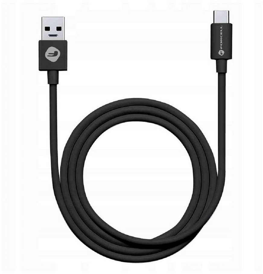 Forcell Ladekabel USB zu Typ C 3.0 3A C398 TUBE Schwarz 1 Meter Smartphone-Kabel schwarz
