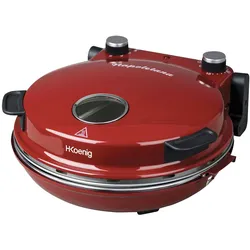 H.Koenig NAPL350 Pizzaofen, Pizza Durchmesser 32 cm, 350 Grad C, Keramik Steinplatte, Aluminum, Rot